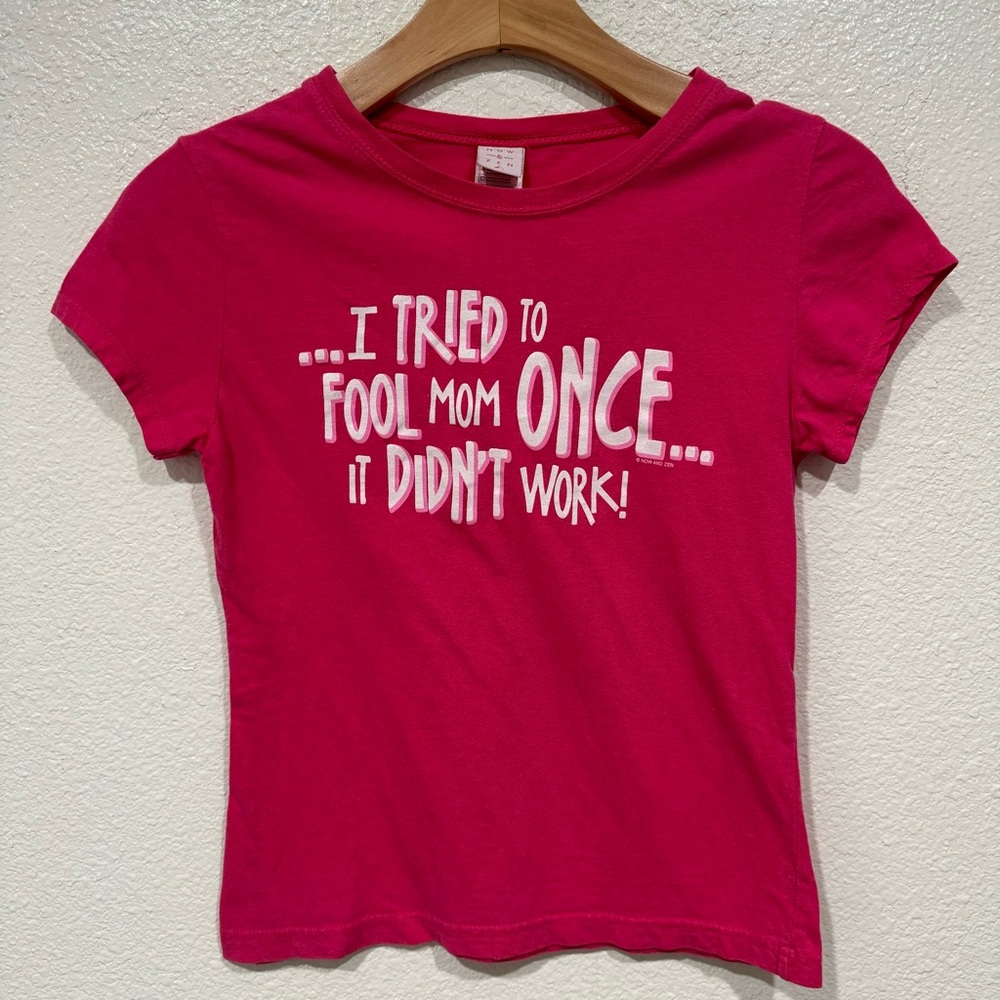 kids now & zen pink i tried to fool mom once graphic short sleeve t shirt